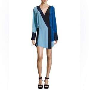 Diane Von Furstenberg Blue Colorblock Mini Dress